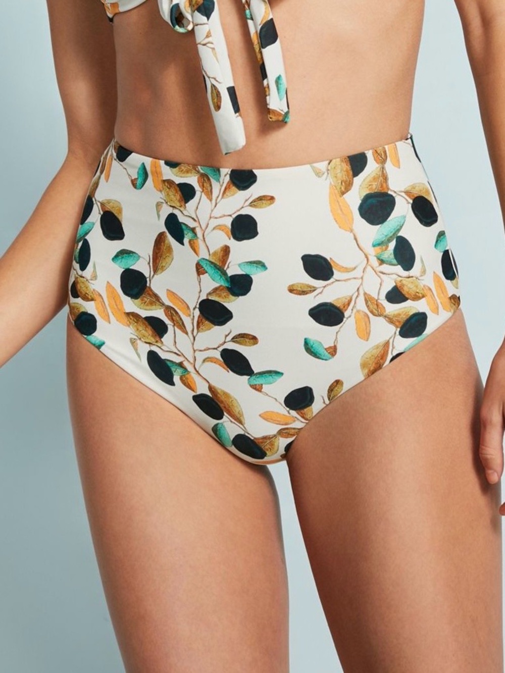 PatBO Fruta Botanical Print High-Waisted Bikini Bottom - XS Like New
